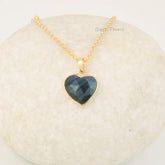 Natural Labradorite Necklace - 925 Solid Silver - Handmade Pendant Necklace - 13x14mm Heart Shape - Dainty Jewelry - Jewelry Gift For BFF